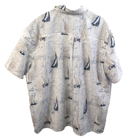 Chaps Men's Button-Down Size 2XB/2TF Vintage 70's Sail Boats Pocket Nautical - Picture 4 of 10